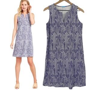 J Mclaughlin Ellison Mini Dress Catalina Cloth Jersey Knit Printed White Blue S